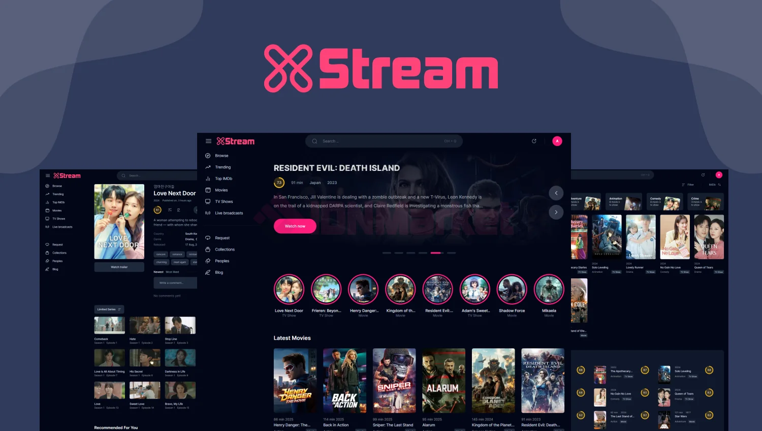 XStream - Movie & TV-Show Platform & M3u8 & Live Broadcast, Multiple AutoEmbed