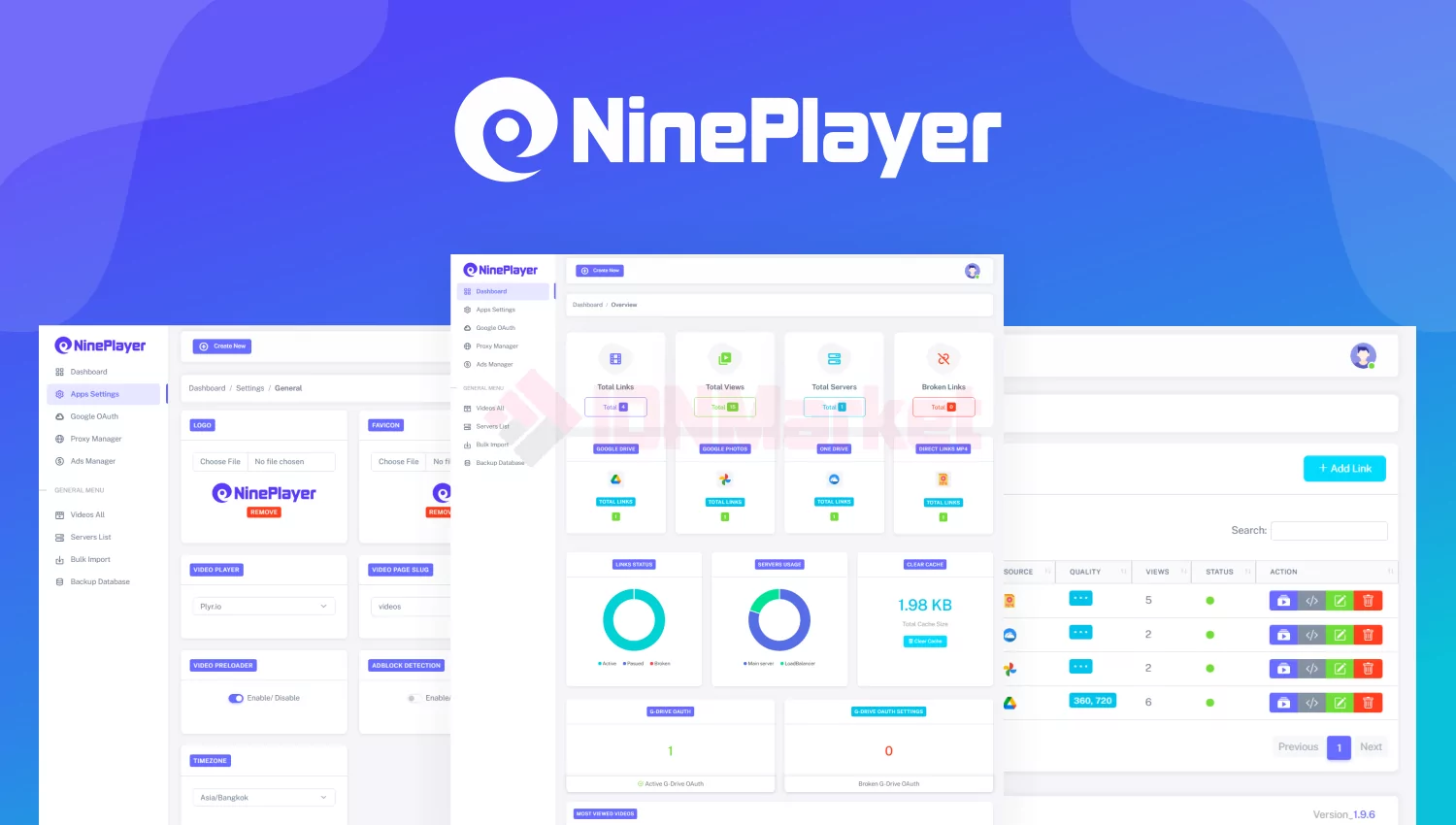 Nineplayer_Video Player Google Drive & LoadBalancer & Rotating Proxies & Yandex Disk HLS Parser